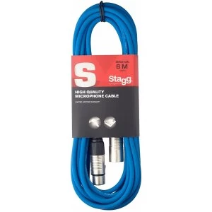 image of Stagg High Quality Microphone Cable XLR-XLR Plug (6m-Blue)