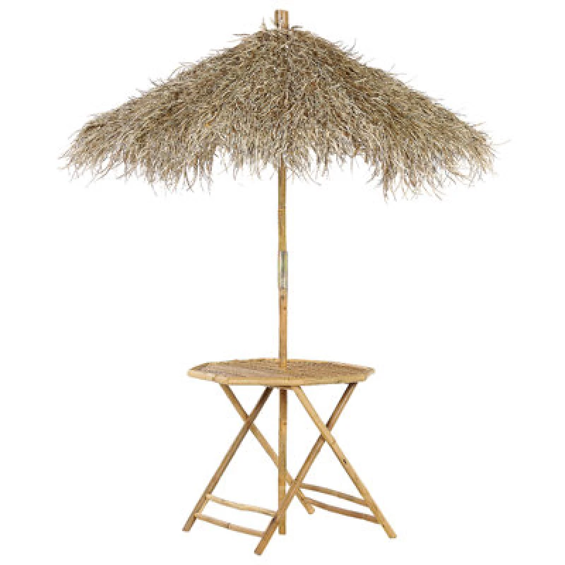 Image of Beliani Bistro Table Molise 85cm 85cm Bamboo Wood Light Brown
