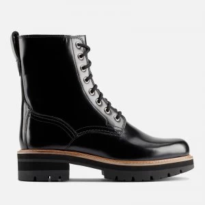 Image of Clarks Womens Orianna Hi Leather Lace Up Boots - Black - UK 7