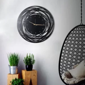 image of Lines Black Decorative Metal Wall Clock