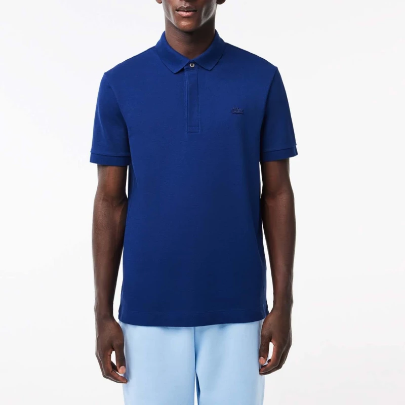 Image of Lacoste Regular Fit Paris Stretch Piqu Polo Shirt - Blue Blue S