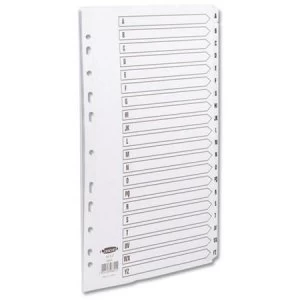 Image of Concord Commercial Index Mylar-reinforced Europunched 20-Part A-Z Clear Tabs A4 White Ref 08601
