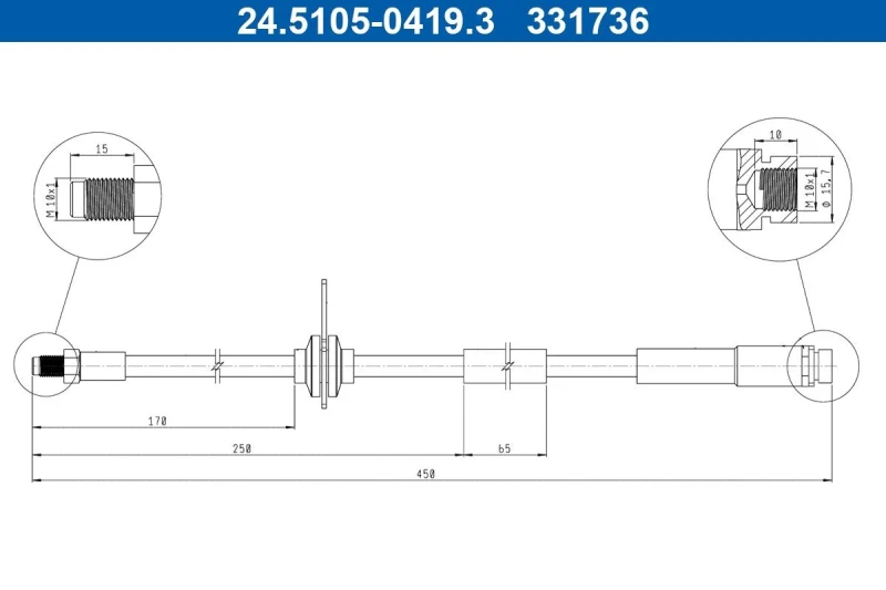 Image of Brake hose ATE 24.5105-0419.3