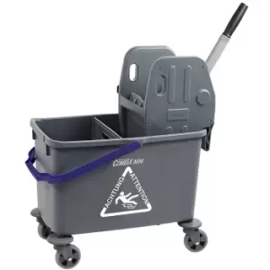 image of Wet mop trolley, 1 x 35 l mobile bucket with modular partition, rubber lined swivel castors