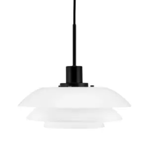 image of Dome Pendant Ceiling Light Opal, Matt Black 31cm