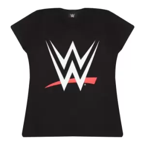 Image of WWE Womens/Ladies Logo Fitted T-Shirt (XL) (Black)