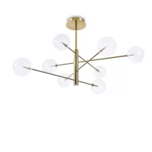 EQUINOXE 8 Light Multi Arm Semi Flush Ceiling Lamp Brass