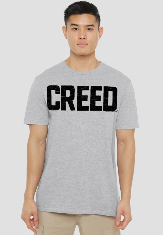 Image of CREED Creed Cracked Logo T-Shirt, Athletic Heather in Grey Size: 3X-Large Grey 3X-Large Unisex 0199474315205