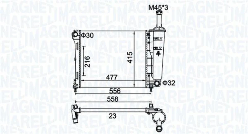 Image of MAGNETI MARELLI Engine radiator MAGNETI MARELLI 350213183900