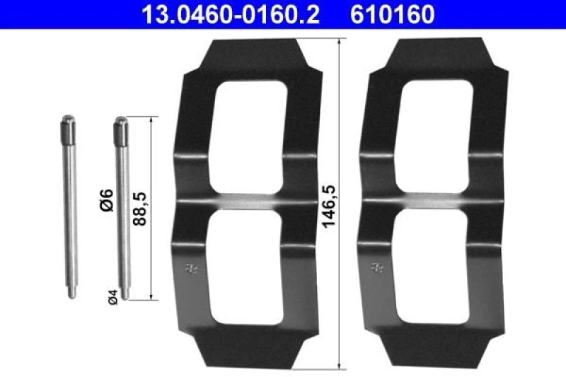 Image of ATE 13.0460-0160.2 Accessory Kit, disc brake pads Accessory Kit,disc brake pads (1164)