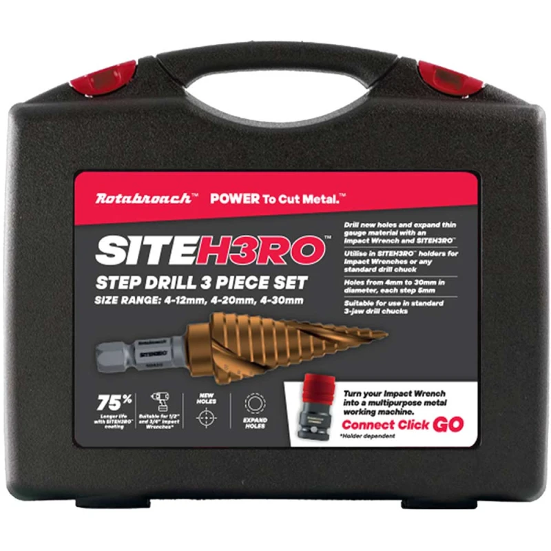 Image of Rotabroach Site H3RO 3 Piece Step Drill Kit SHRSD1