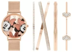 image of Disney Minnie Mouse Rose Gold Watch Set