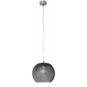 image of Helam Marilla Dome Pendant Ceiling Light Smokey, Chrome 25cm