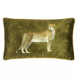 Image of Paoletti Cheetah Forest Cushion Cover (One Size) (Moss)
