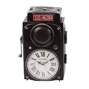 image of Hometime Mantel Clock Red Box Camera