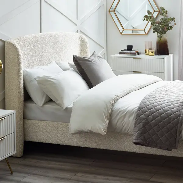 Image of Eden Ivory Boucle Bed Cream