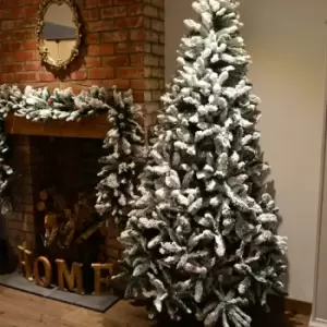 Image of Premier Decorations Ltd - Premier 8ft (2.4m) Snow Valley Fir Christmas Tree -Snow Flocked with 1153 Tips