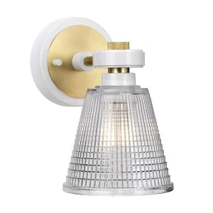 Image of 1 Light Wall Light Brass Glass Shade IP44, G9