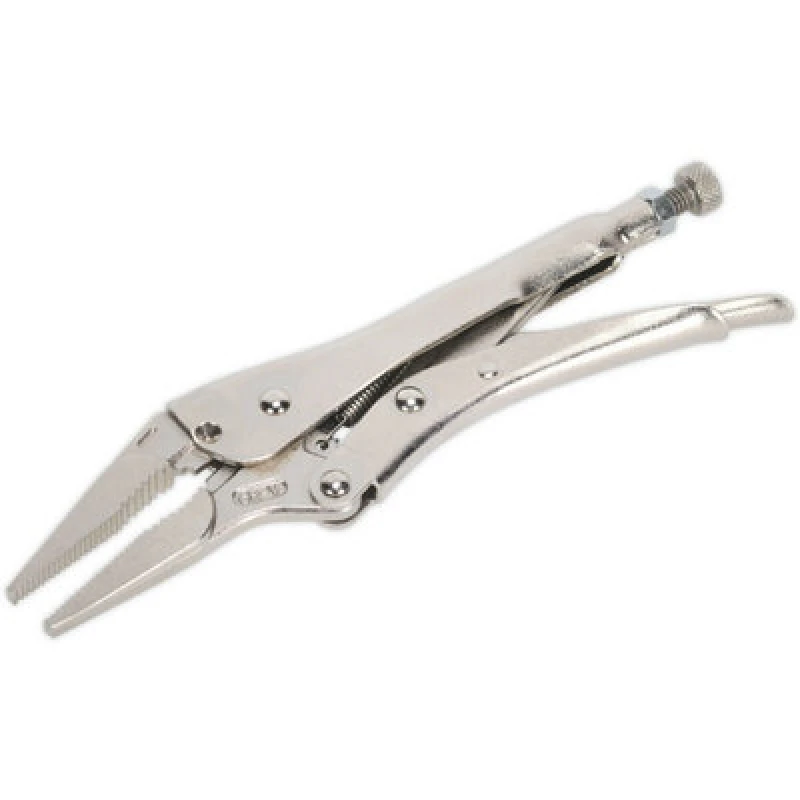 Image of Loops 210mm Long Nose Locking Pliers - Deeply Serrated 60mm Jaws - Riveted Handle Multi