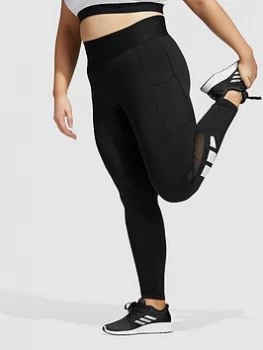 Image of Adidas Tech-Fit 3 Bar Logo Leggings - Plus Size, Black/White, Size 1X, Women