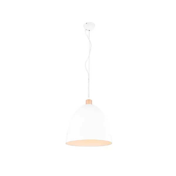 image of Jagger Modern 40cm Dome Pendant Ceiling Light White Matt