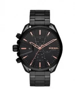 Image of Diesel Black and Silver Detail Dial Black IP Stainless Steel Bracelet Mens Watch, One Colour, Men