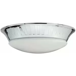 Image of Loops - IP44 1 Bulb Flush Light Opaque Glass Shade Polished Chrome LED GX53 9W
