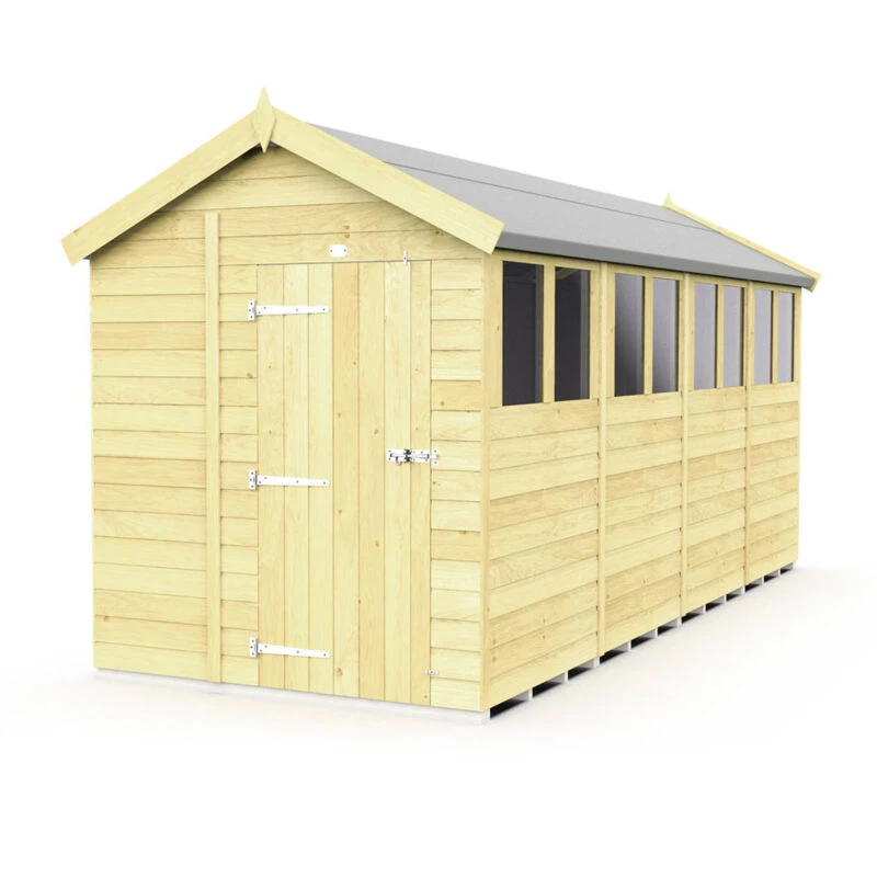 Image of Flat Pack Sheds DIY Sheds 7 x 16 Apex Shed, Brown 7X16AFF