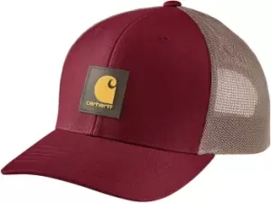 Image of Carhartt Twill Mesh-Back Logo Patch Cap, red, red, Size One Size