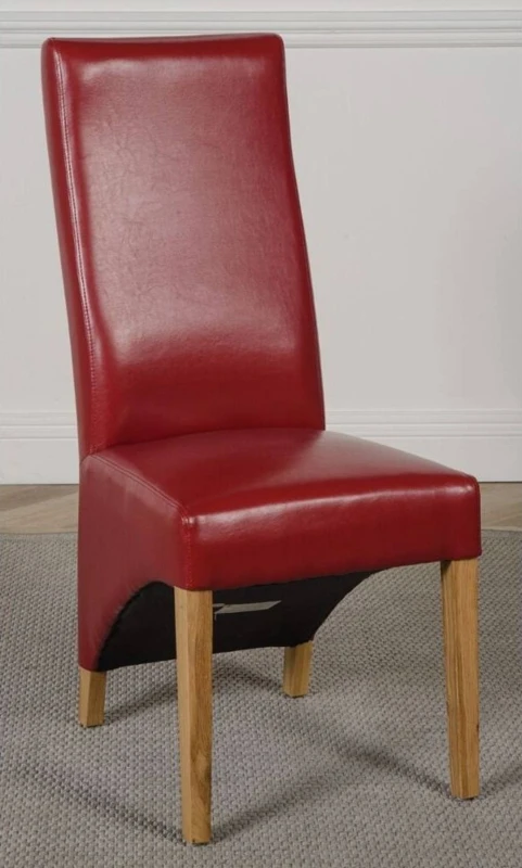 Image of Thats Furniture Lola Leather Dining Chairs for Dining Room or Kitchen in Red Red Unisex