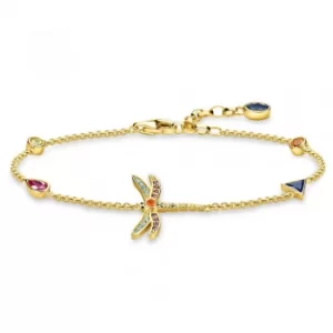 image of THOMAS SABO Gold Plated Multi-Stone Dragonfly Bracelet...