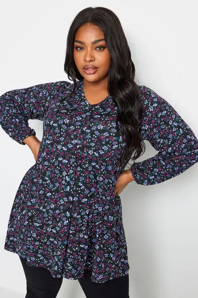 Image of Yours Printed Long Sleeve Swing Top Purple