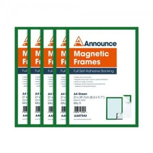 image of Announce Magnetic Frames A4 Green Pack of 5 AA07543