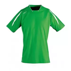 Image of SOLS Mens Maracana 2 Short Sleeve Football T-Shirt (L) (Bright Green/White)