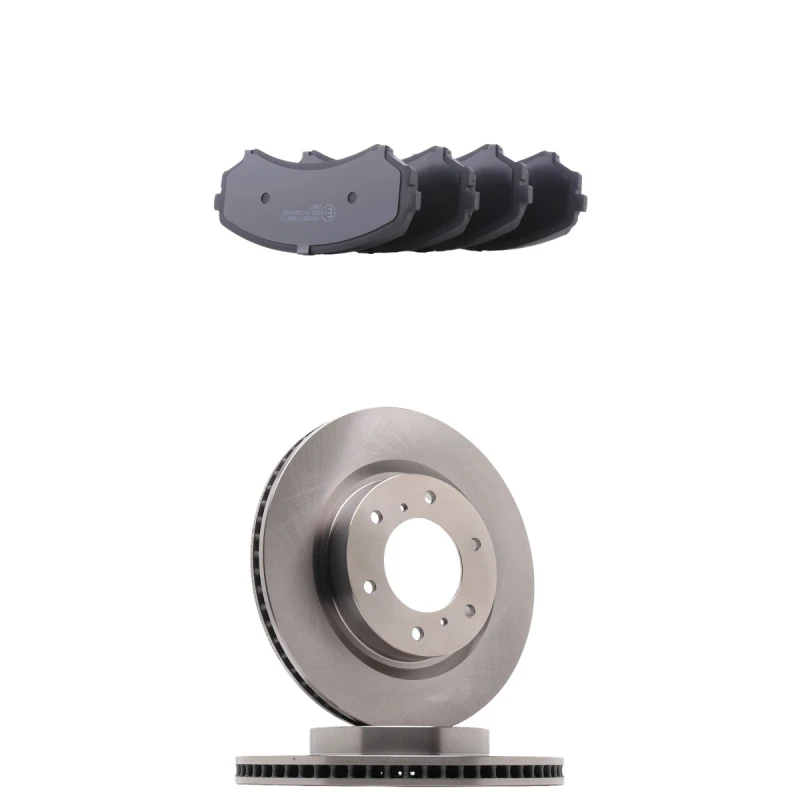 Image of RIDEX 3405B2554 Brake disc and pads set Front Axle, Brake Disc Type: internally vented, with acoustic wear warning Brake Set,disc brakes (3405)