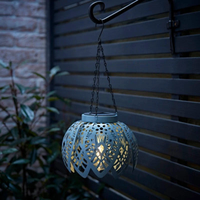 Image of Valuelights Artichoke Powder Blue Solar Hanging Outdoor Garden Lantern Light