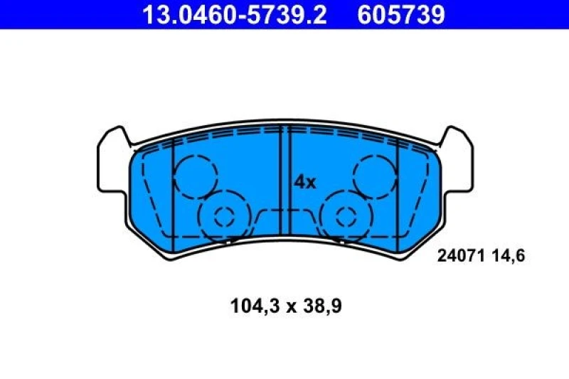 Image of ATE 13.0460-5739.2 Brake pad set excl. wear warning contact Brake Pad Set,disc brake (402)