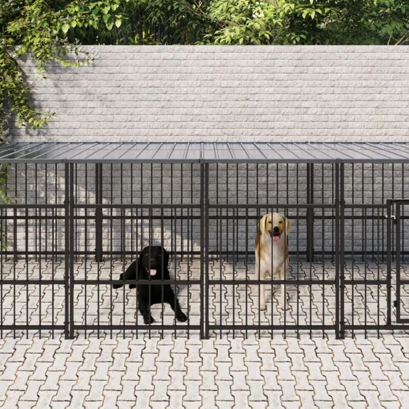 Image of VIDAXL Outdoor Dog Kennel with Roof Steel 7.51 m² Vidaxl 8720287215752