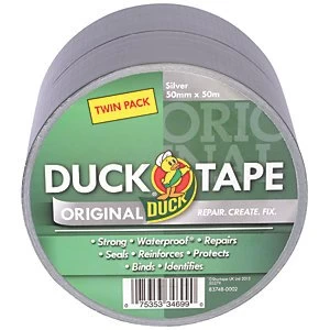 image of Duck Tape Original Silver 50mm x 25m Twin Pack