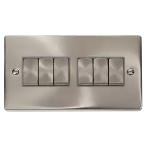 Image of Click Scolmore Deco Ingot 6 Gang 10AX 2 Way Plate Switch - VPSC416GY
