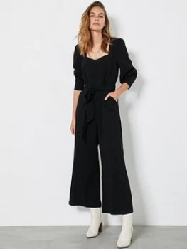 Image of Mint Velvet Mint Velvet Black Square Neck Jumpsuit, Black, Size 8, Women