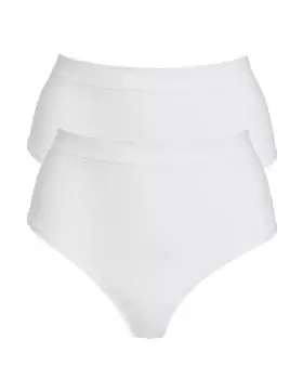 image of Cotton Traders Womens 2 Pack Seam Free Knickers in White