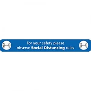 Image of Seco Floor Sticker Observe social distancing rules Blue Anti Slip Laminate 60 x 8 cm