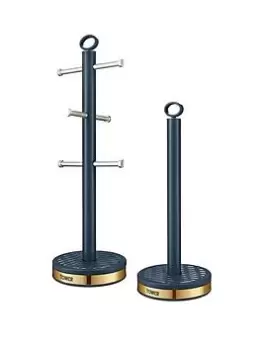 image of Tower Empire 6 cup Mug Tree And Towel Pole Set - Blue