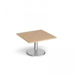 image of Pisa square coffee table with round chrome base 800mm - kendal oak