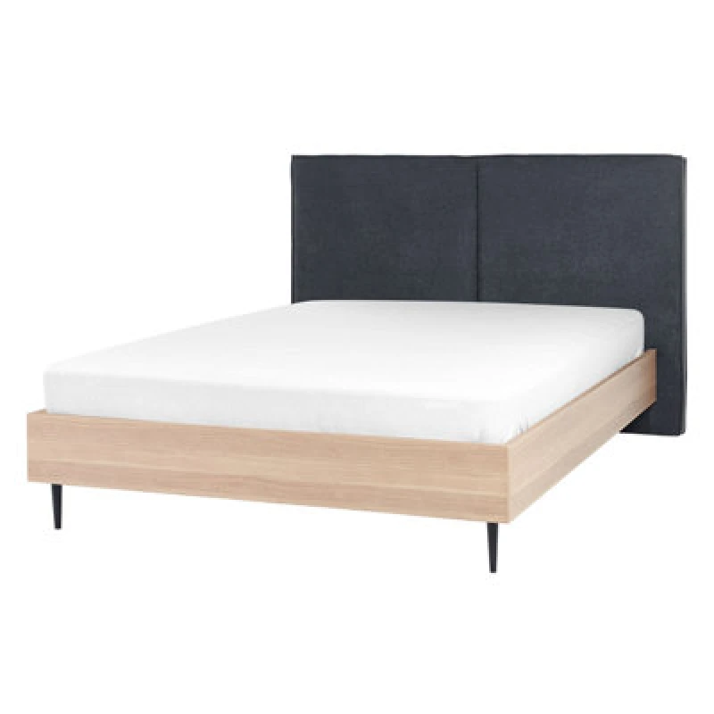 Image of Beliani Bed Fabric Izernore 140 X 200 Cm (Eu Double) Dark Grey