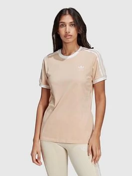 Image of adidas Originals 3 Stripe T-Shirt - Blush, Blush, Size 12, Women