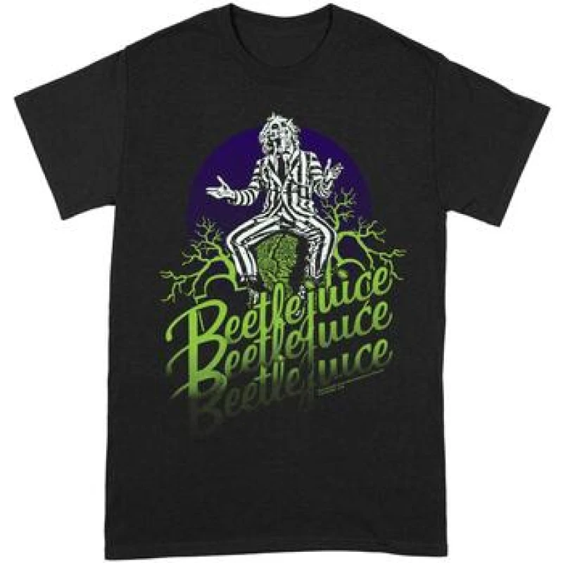 Image of Beetlejuice Beetlejuice Men Faded T-Shirt in Black Size: Small Black S Male 5059958514591