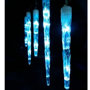 Image of Robert Dyas 24 Blue Multi-Action LED Icicle Chaser Indoor And Outdoor Lights - Mains Powered With Remote Control