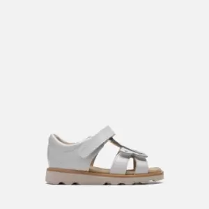 Image of Clarks Toddlers' First Crown Beat Patent Sandals - White - UK 4.5 Toddler